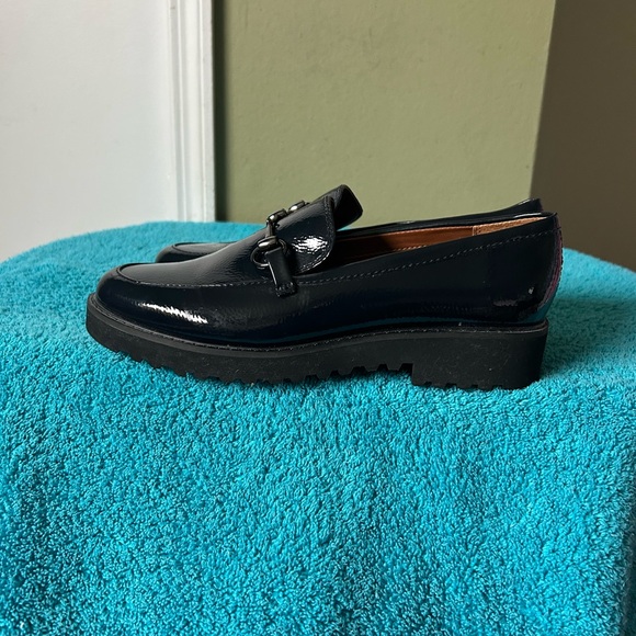 Franco Sarto Dark Blue Loafers with Silver Accent Like New - Picture 4 of 9